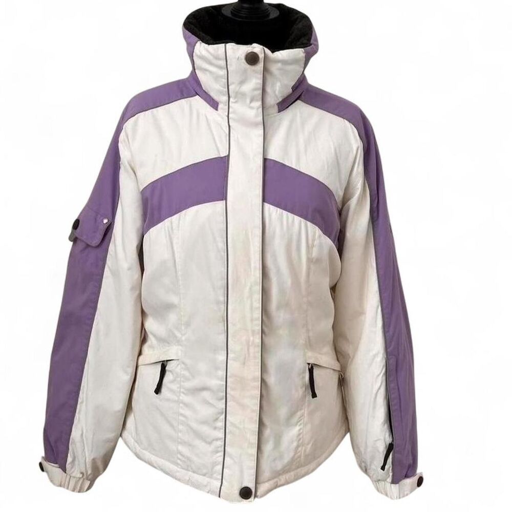 Vintage NILS Ski Jacket White Purple Colorblock Snowboard Après Ski Women’s M